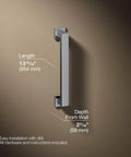 Square 12 Inch Grab Bar For Bathroom Safety And Accessibility, Durable Polished Chrome Bath Support Handle, ADA Compliant Rail For Shower Or Tub, Easy Install, Modern Square Style For Cohesive Bath Design.