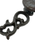 Close-up of decorative end on 4 Pack Black Cast Iron Drawer Pulls Beefy Heavy Duty Five Point Three Inch Long Rustic Vintage Cabinet Knobs
