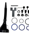 Shop Ready Electric Hydraulic 3 In 1 Angle Iron Processor Delivering Fast Punching Crisp Chamfering And Spot On Cutting Paired With A Dependable 1500 Watt Motor For No Sweat Heavy Duty Performance includes black funnel and various fittings.