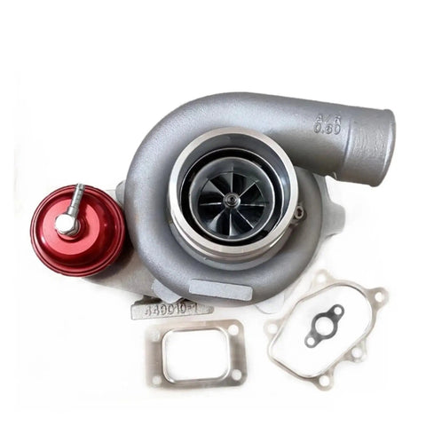 Gen2 High Performance Turbocharger With Ball Bearing T25 0.64AR MFS Wheel For GTX2860 GTX28 GTX2860R shown with actuator and gaskets
