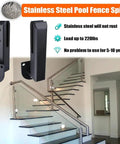 Rock Solid 304 Stainless Steel Glass Spigot Clamps Side Mount Brackets For 8 To 13 Millimeter Glass Pool Fence Railings Stairs Balconies Rustproof Hardware No Sweat Diy Setup installed on modern glass staircase