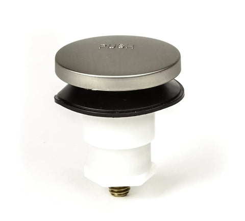 Toe Touch Bath Tub Drain Stopper No Sweat Foot Operated Easy Install With Three Eighths Inch And Five Sixteenths Inch Adapters In Brushed Nickel Finish