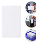 Heavy Duty 50 Piece Set Blank White Pvc Id Cards Dual Sided Printable With Smart Chip Access displayed with a printer.