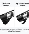 Thru axle and quick release for Beefy 20 And 24 Inch Mountain Bike Suspension Air Fork, 9mm disc brake ready front MTB fork close-up.