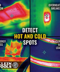Thermal images showing air flow, overheated breakers, energy loss, and clogs detected by a thermal imaging camera.