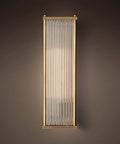 Sleek Vertical Wall Sconce With Rectangular Glass Shade Perfect For Setting Epic Living Room Vibes Delivering That Sharp Modern Look With Soft Glowing Led Illumination And Slick Design, glass and gold finish.