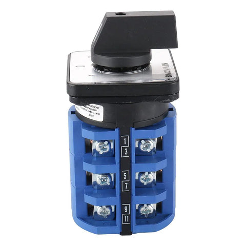 Built Tough Rotary Changeover Switch 63A 3-Position 1-0-2 Circuit with Center Off 12-Terminal Cam Selector front view