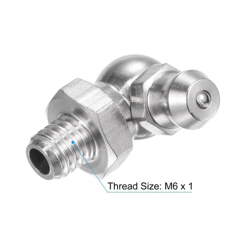 Stainless Steel 90 Degree Grease Fitting Elbow M6 X 1mm Thread For Hydraulic Systems, showing thread size and design