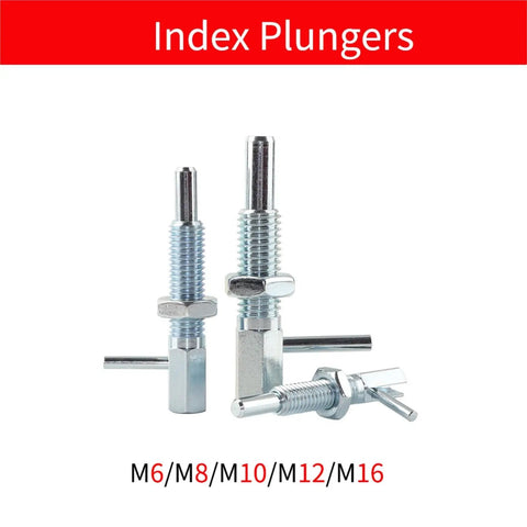Industrial Grade Galvanized Carbon Steel Indexing Plunger L Shaped Locking Bolt With Spring Pin And Nut M12mm in various sizes M6 M8 M10 M12 M16.