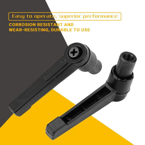 4 Pack Premium Heavy Duty Stainless Steel Clamping Lever Handles With M6 Female Threads And Smooth Twist Knobs, two black handles.