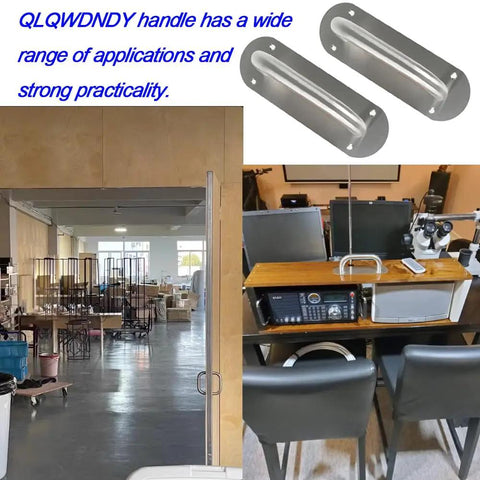Stainless Steel Pull Push Door Handle 8 Inch D Style Plate Handle 2 Pack Beefy Heavy Duty Fire Door Access Back Plate Mounted Rust Resistant Sleek Modern Finish on door