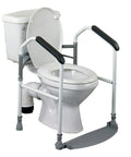 Foldaway Toilet Surround With Padded Grab Bars, Adjustable Height Safety Frame For Elderly And Disabled in bathroom setting