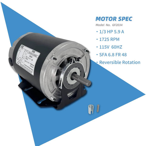 1/3HP 115V Blower Motor 1725RPM 48 Frame 60Hz Includes 7.5uF 370V Capacitor Replaces Packard 45013 Ao Smith Century