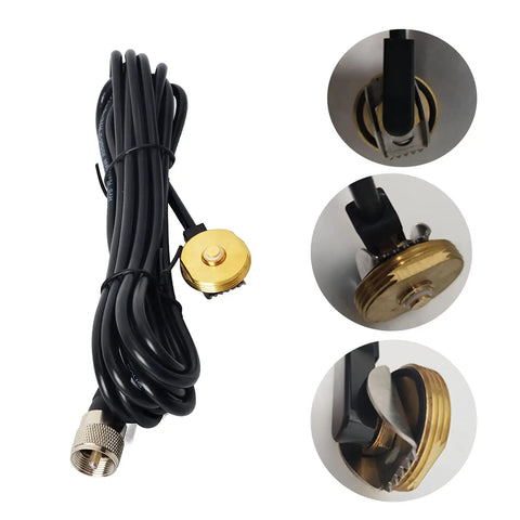 Low Profile UHF GMRS Antenna For Roof Mount With NMO To UHF PL259 Adapter, 13 Ft RG58U Cable, 460 470 MHz Amateur Radio