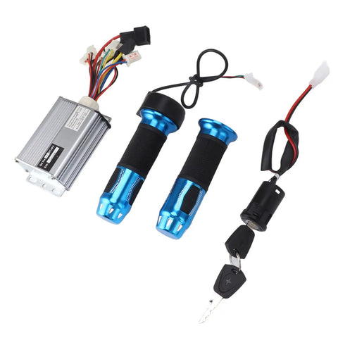48V 1000W Brushed Motor Speed Controller with ignition switch and blue throttle for electric bicycles, tricycles, motorcycles.