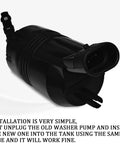 Top Shelf Windshield Washer Pump With Heavy Duty Grommet ready to go, showing black 12V pump for Chevrolet GMC Buick Cadillac vehicles.