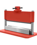 Red Heavy Duty Press Brake Attachment For 12 And 20 Ton Hydraulic Workshop Presses, 3 Sixteenth Inch Bending Thickness, dual spring design.