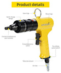 Yellow Pneumatic Rivet Nut Gun With Self Locking Heads And Quick Change Mandrels In One Quarter Inch Sizes