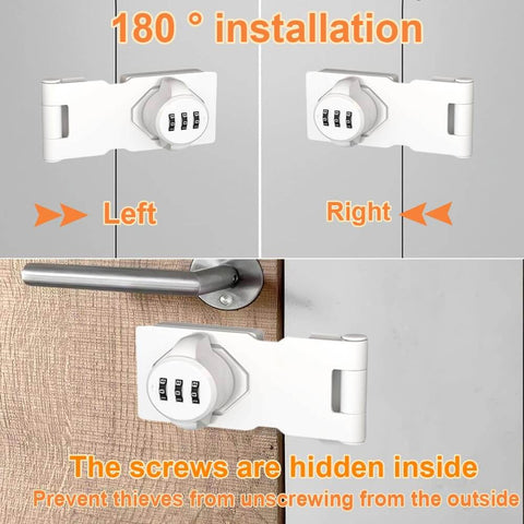 Keyless Cabinet Lock With 3-Digit Password, No Keys Needed, Bifold Door Lock For Cabinets And Drawers, installed on door