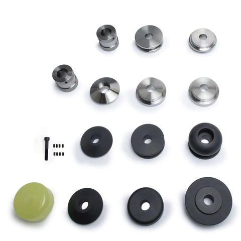 Signature Series Bead Roller Die Set For Metal Art And Fabrication Fourteen Piece Kit displayed with various die shapes on white background