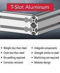 1x2 Beefy T Slotted Aluminum Extrusion For DIY Projects, 10 Series, Smooth Black Anodized Finish, 48 Inch Length, High Strength 6063 T6 Aluminum Linear Rail Bar, cutaway profile
