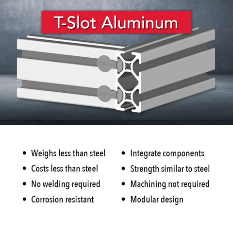 1x2 Beefy T Slotted Aluminum Extrusion For DIY Projects, 10 Series, Smooth Black Anodized Finish, 48 Inch Length, High Strength 6063 T6 Aluminum Linear Rail Bar, cutaway profile
