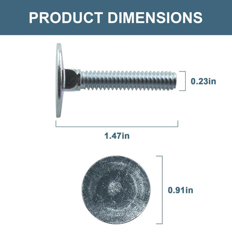 Elevator bolt, zinc-plated steel, 1/4-20 x 1-1/2 in, flat countersunk head, side view