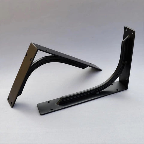Heavy-Duty Wall Mount Shelf Brackets, Solid Steel Triangle Supports For Floating Shelves, matte black finish, durable design.