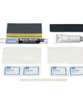 Pro Level DIY Wheel Restoration Kit Fixes Gnarly Curbside Scrapes Corrosion And Scratches Easily Restores Alloy Rims To A Fresh Finish and contains tools and repair items.