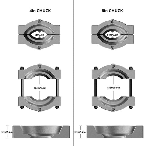 Beefy 3 Jaw Bearing Puller Kit with 6-Inch Chuck, showing sizes, designed for brake drums and auto repair, heavy-duty use