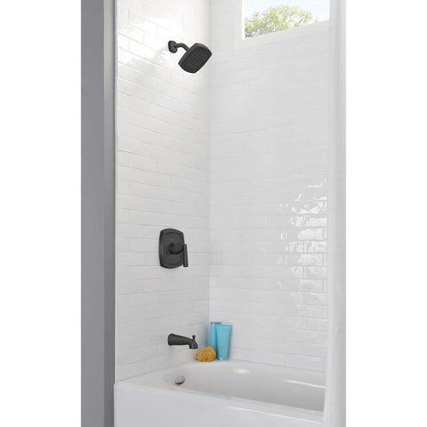 Edgemere Tub Trim Kit With Water Saving Shower Head And Cartridge In Polished Chrome Easy DIY Bath Upgrade in white tiled shower