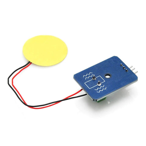 Analog Piezo Vibration Sensor Module for Arduino DIY Kit Plug And Play Ceramic Piezo Disc With Analog Output Dope For Prototyping Robots And Vibration Sensing Projects Case Pack Of Five EK1952, yellow disc and blue board