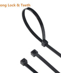 Close-up of 14 Inch UV Resistant Zip Ties, 500 Pack Self Locking Cable Ties showing strong lock and teeth mechanism.