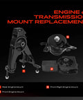 Premium Heavy Duty Engine Motor Mount Kit For Scion Tc 2005 2010 2.4L Automatic Only Drops Right In For Buttery Smooth Ride Daily Driving Upgrade showing rear and front engine mounts.
