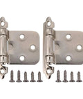 Two Piece Self Closing Spring Cabinet Hinges With Screws For Overlay Flush Cabinets Soft Close Hardware For Furniture Silver Finish Durable Steel Easy Install