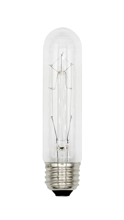 Pack Of 4 25W T10 Clear Tubular Light Bulbs 120V E26 Medium Base Incandescent 180 Lumens Warm White Ideal For Signs Displays Cabinets And Art Or Collectibles Illumination, single bulb
