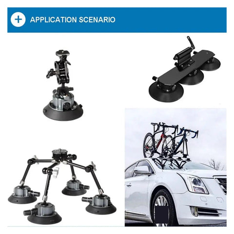 Various setups of a 6 Inch Vacuum Sucker Mount Base For Glass And Stone Seam Setter With Manual Vacuum Pump.