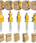 Half Inch Shank Molding Router Bit Set For Edge Rounding And Roundover Beading Five Piece Pro Grade Carbide Cutter CNC Woodworking Bits