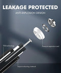 Exploded view of AA and AAA alkaline batteries showing leakage-protected design and pressure seal