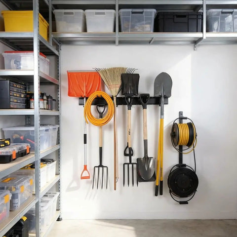 Heavy Duty 48 Inch Garage Tool Organizer Wall Mount Rack Holds Up To 350 Lbs For Shovels, Rakes And Power Tools, Adjustable Storage