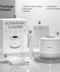 Ultrasonic Cleaner For Dentures Braces Mouth Guards And Jewelry With 45kHz Triple Phase Purification Four Modes To Slam Coffee Stains And Grime Sonic UV Boost For Fresh Clean Appliances package with box, manual, adapter, tweezers
