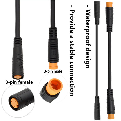2 Pcs 3 Pin E Bike Throttle Connectors For Electric Bicycle Sensor Thumb Throttle Cable Waterproof Motor Connectors Female To Female And Male To Male Cables Plug And Play Ready