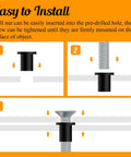 Diagram showing installation of 12 Pairs M6 Rubber Well Nuts Neoprene Expansion Kit With Brass Nuts And Stainless Steel Pozi Screws