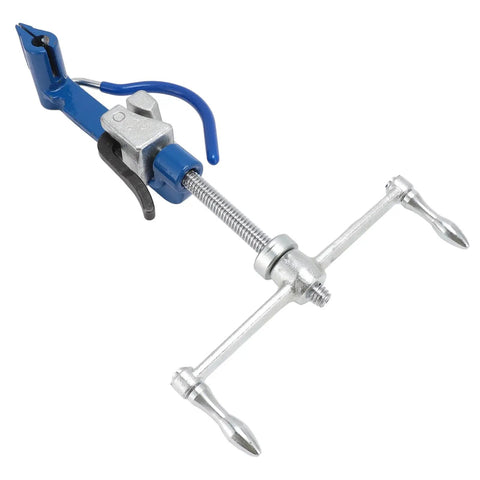 Heavy Duty Steel Strap Bander Kit With Self Locking Stainless Tool For Boat And Industry Work Includes Ergonomic Rubber Handle Adjust Knob And Sharp Cutting Head For Effortless One Step Operation, blue steel banding tool
