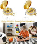 Boy using Kid Friendly Pirate Telescope And Compass Kit, 4 Piece Plastic Collapsible Spyglass Set With Bronze And Gold Accents
