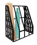 Heavy Duty Vertical Bar Rack Ready To Handle 1500 Lb Wall Mount Storage For Long Parts And Tool Boxes Welded Steel Frame Built Tough For Shop Life with wood and a gas cylinder.