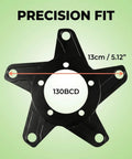 Mid Drive Spider Adapter Ring For 130BCD Aluminum Alloy Chainring Adapter Fits BBS01 BBS02 36V 48V Ebike Kits 250W To 750W CNC Precision Build Black Pro showing precision fit design with measurements.