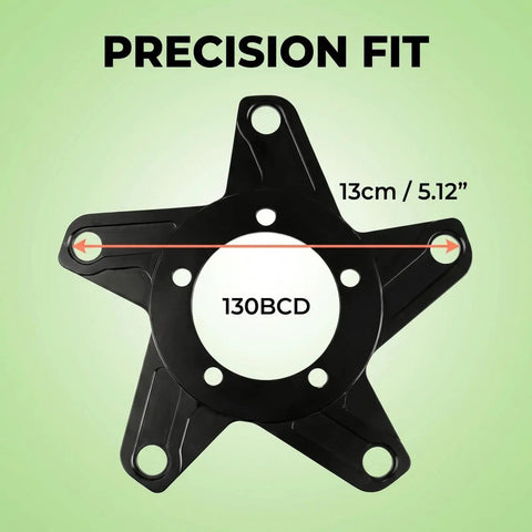 Mid Drive Spider Adapter Ring For 130BCD Aluminum Alloy Chainring Adapter Fits BBS01 BBS02 36V 48V Ebike Kits 250W To 750W CNC Precision Build Black Pro showing precision fit design with measurements.