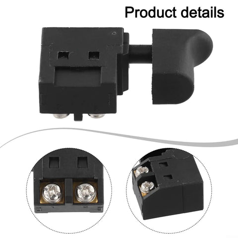 Heavy Duty Variable Speed Trigger Switch With Dead Easy Turn Knob For Electric Drill And Circular Saw Lock On or Self Rest Mode Black Housing, detailed view.
