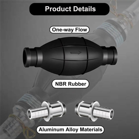 8mm Primer Bulb Hand Fuel Pump for Marine Boat Car and Motorcycle, black rubber with aluminum alloy connectors